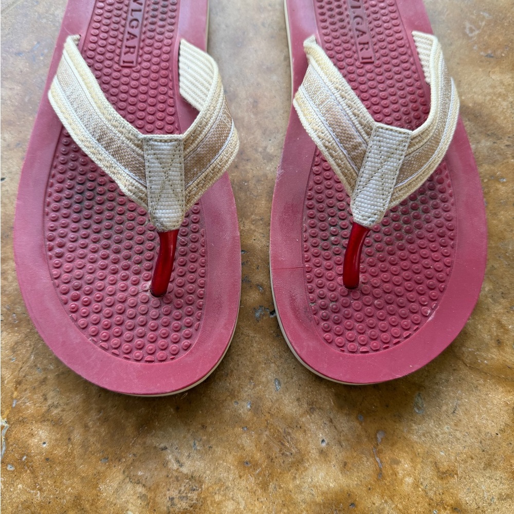 Bulgari Red and Beige Sandals